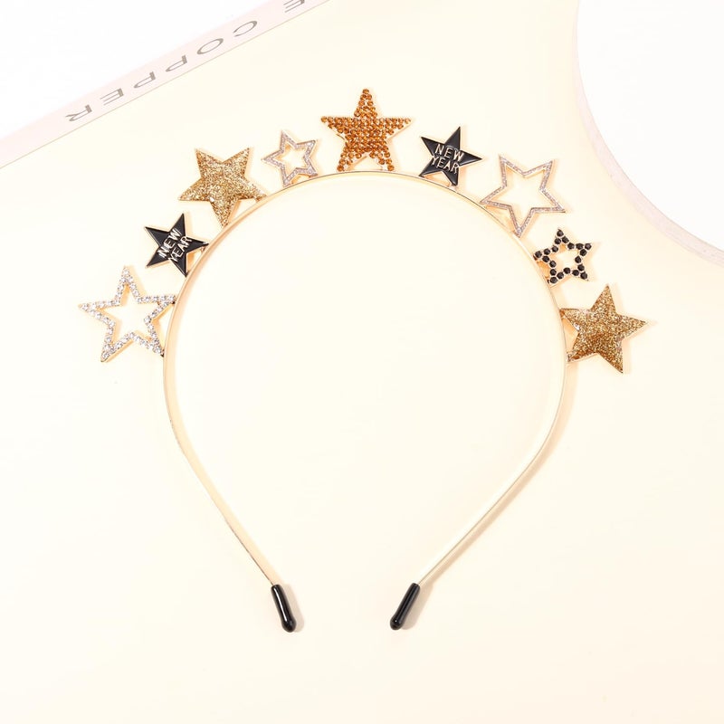 YAHPERN Happy New Year Headbands for Women Rhinestone New Year's Eve Hairbands Party Supplies Hair Accessory Gifts (Star B) - Image 3